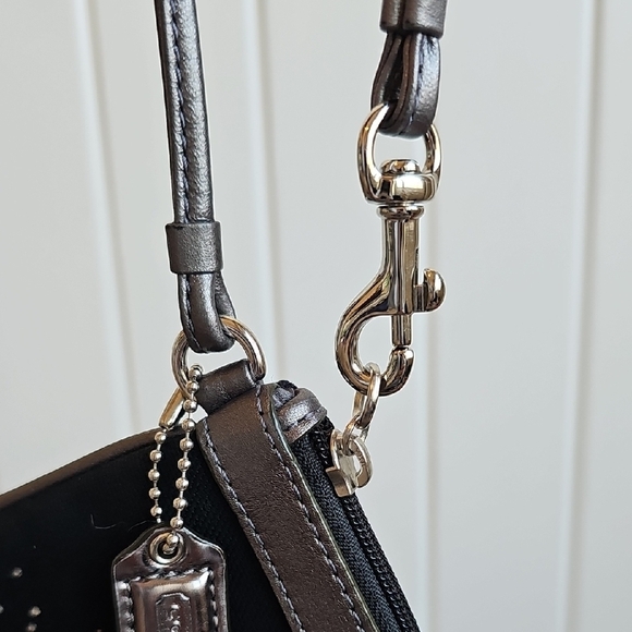 Coach Poppy Black Wristlet with Silver Heart Accents - Picture 7 of 7